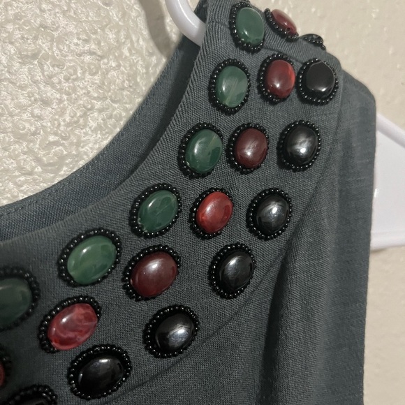 CATHERINE MALANDRINO Size Medium Black Wool Beaded Sleeveless Dress EUC - Picture 6 of 6